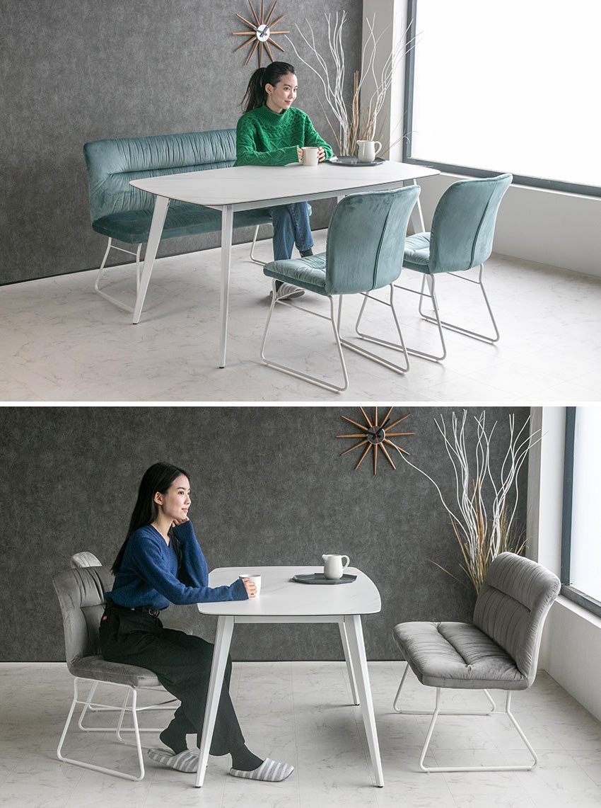 ダイニングテーブル 150×80cm 4人掛け セラミック 大理石柄 ホワイト