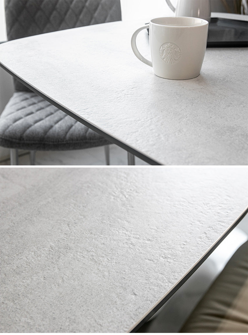 ダイニングテーブル 伸縮 伸長式 180~220×85cm イタリアンセラミック LAMINAM製 ホワイト グレー
