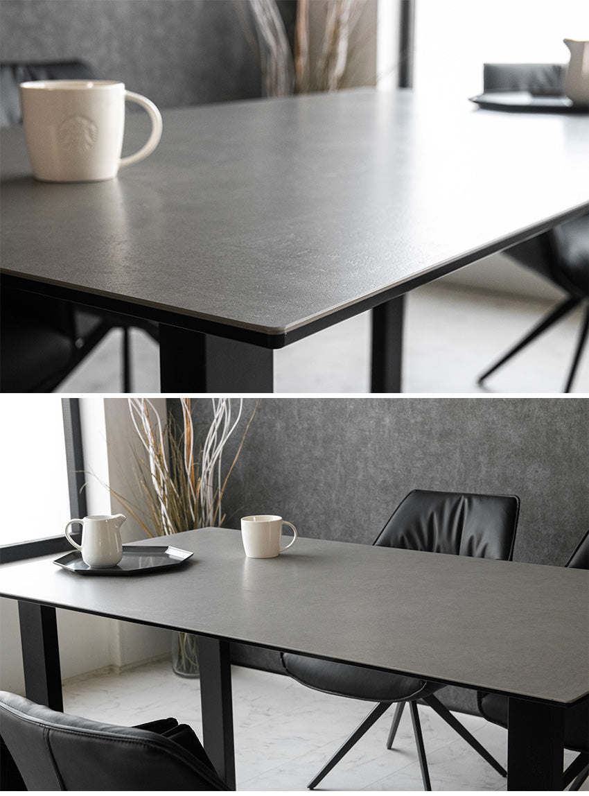 ダイニングテーブル 150×85cm 4人掛け スペインセラミック グレー スチール脚