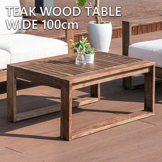ガーデンテーブル チーク 無垢材 ブラウン 長方形 幅100cm