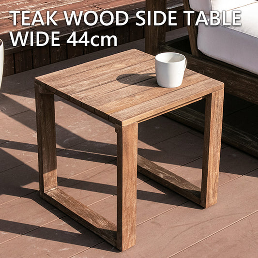 ガーデン サイドテーブル チーク 無垢材 ブラウン テーブル 正方形 幅44cm