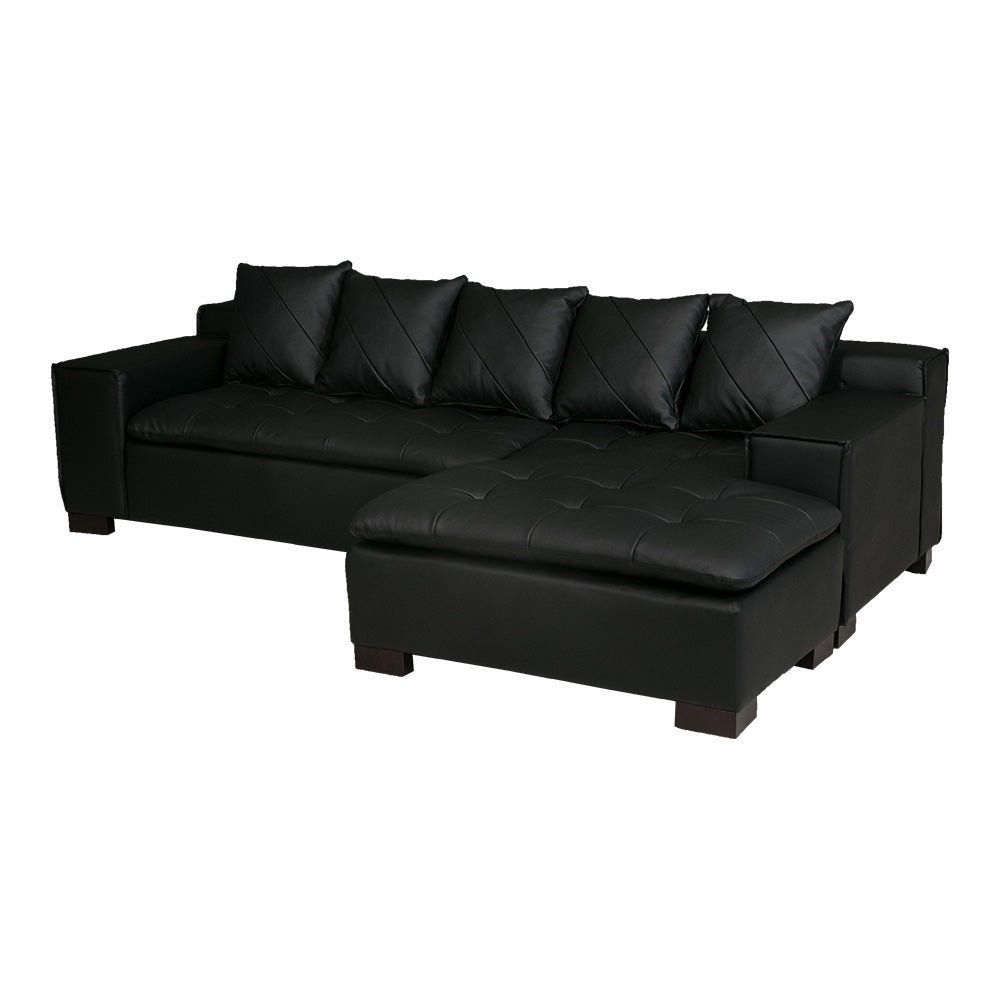 カウチソファ 本革 3人掛け レザー クッション付き ブラック ホワイト 幅250cm