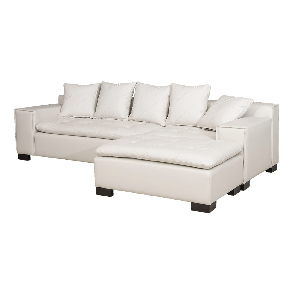 カウチソファ 本革 3人掛け レザー クッション付き ブラック ホワイト 幅250cm