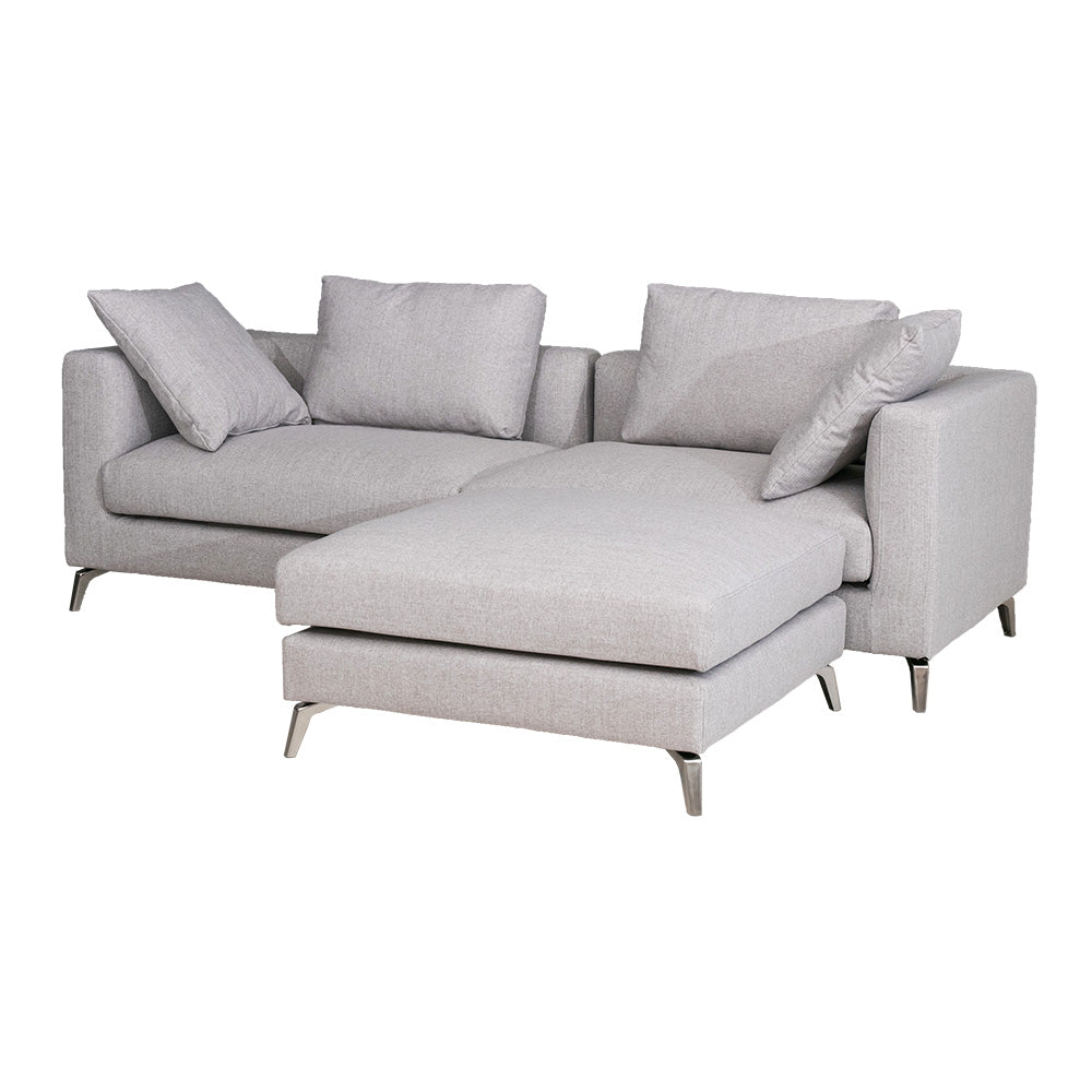 カウチソファ 3人掛け ファブリック ソファー グレー ネイビー クッション付き 幅220cm