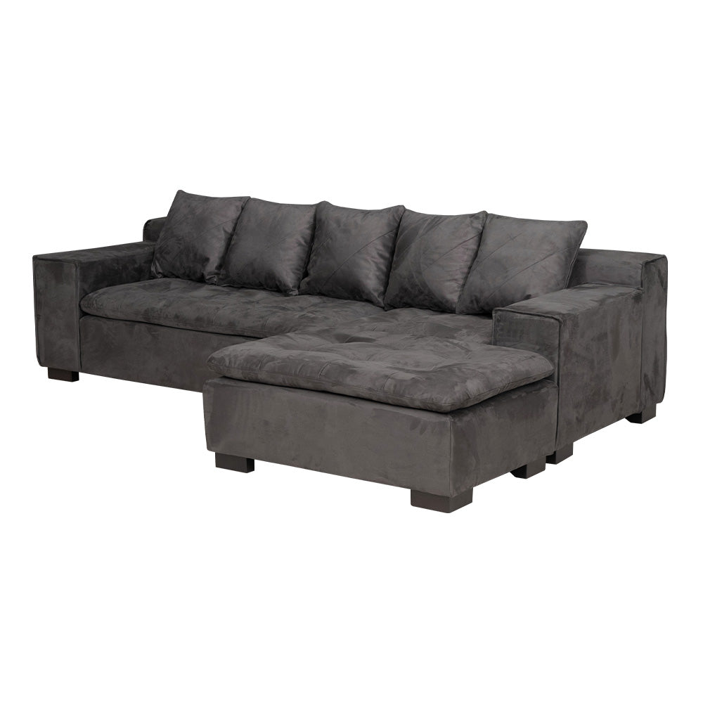 カウチソファ ファブリック 3人掛け 4人掛け クッション付き グレー ブラウン 幅250cm