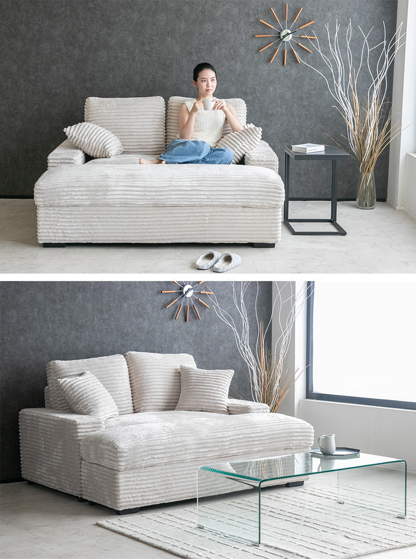 FLUFFY フラッフィー ファブリックソファ ディープソファ ソファベッド 2人掛け グレー 幅160cm