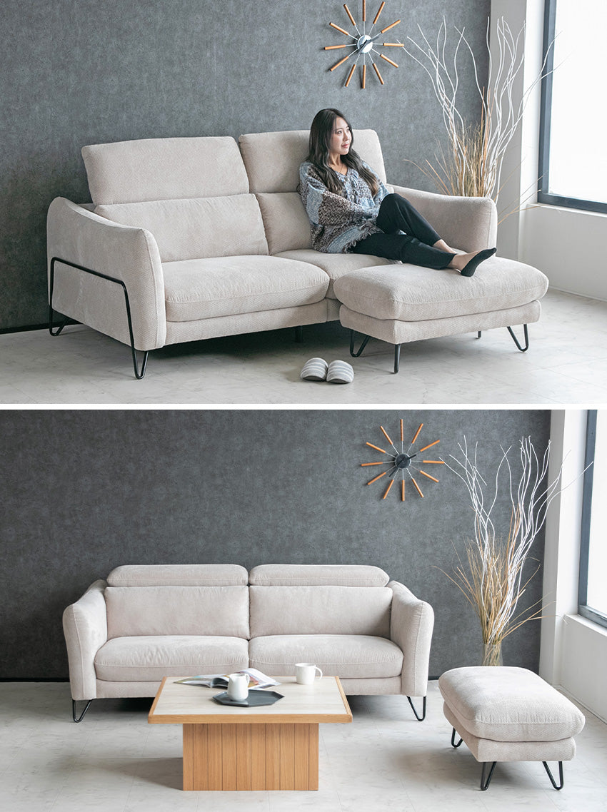 スツール ソファー 1人掛け オットマン アイボリー グリーン シンプルモダン  幅90cm