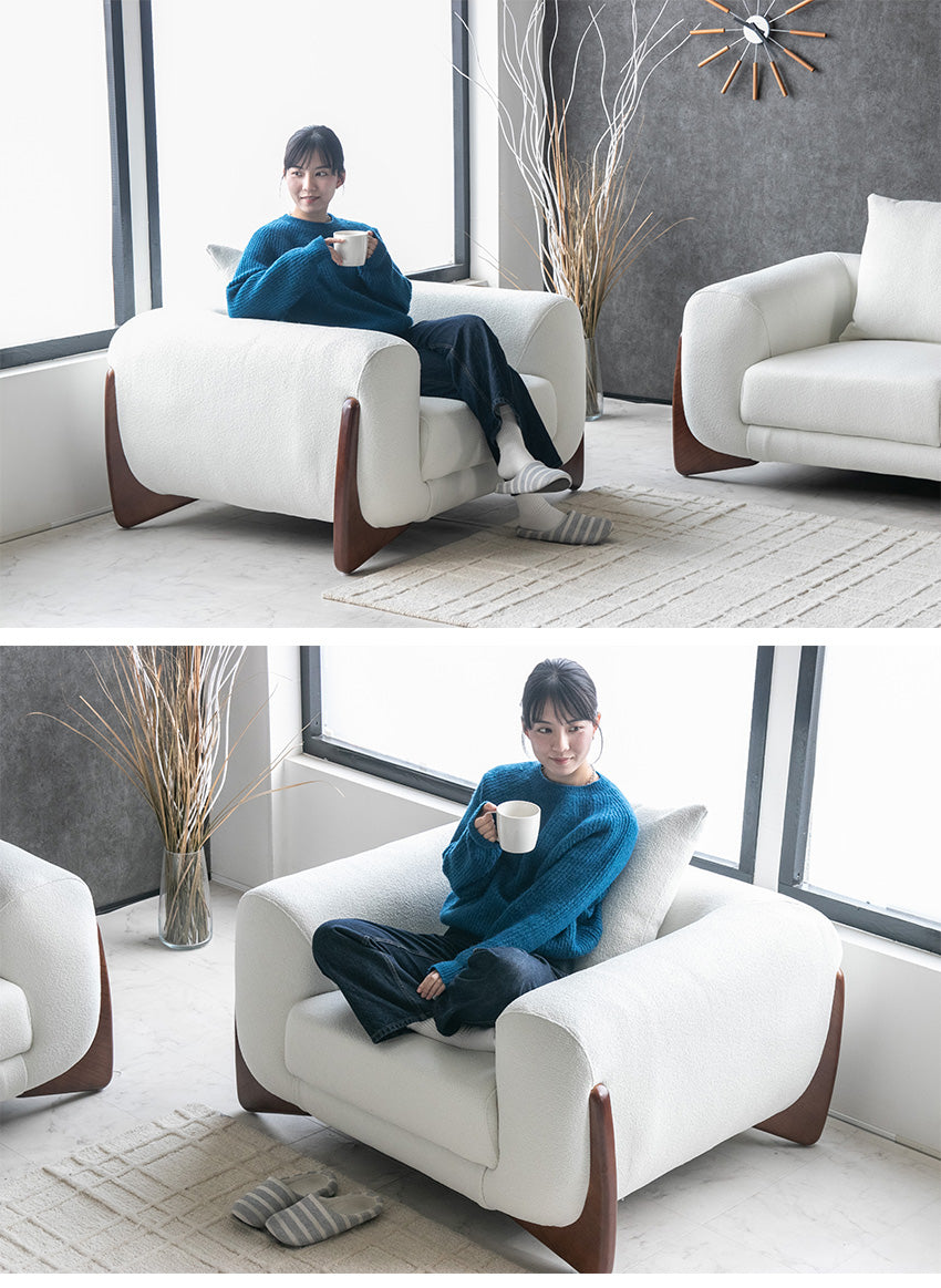 ソファー 1人掛け ブークレ ホワイト 白 おしゃれ 10207