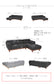 カウチソファ 3人掛け 4人掛け 無垢 ファブリック I字 ダークグレー グレー クッション付き 幅240cm