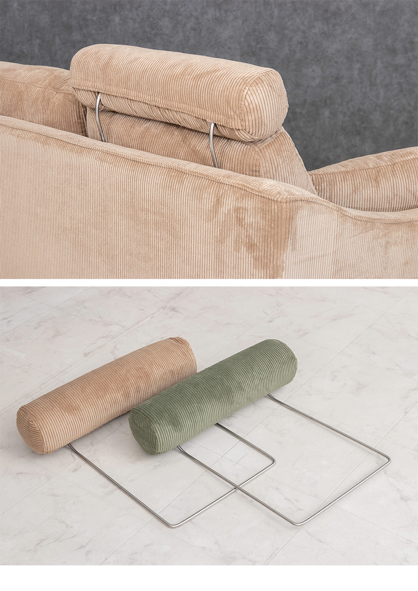 カウチソファ 3人掛け ファブリック ソファー コーデュロイ カーキ キャメル 幅195cm