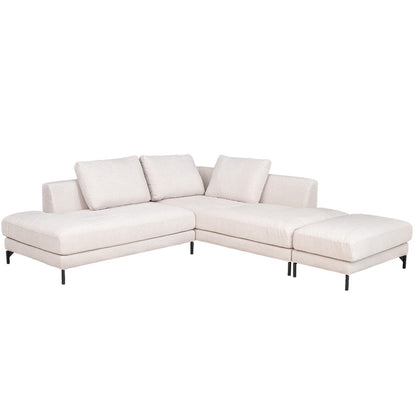 カウチソファ フローレンス フルカバーリング 3人掛け 4人掛けファブリック I字 ベージュ ライトグレー クッション付き 幅234cm (20074)