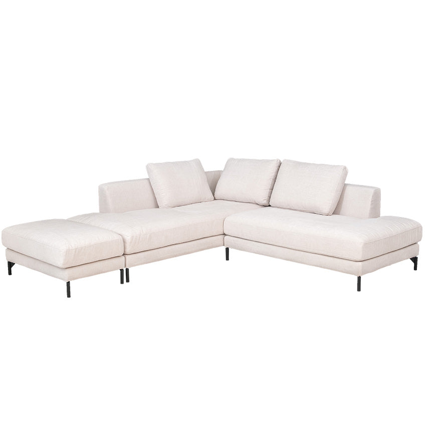 カウチソファ フローレンス フルカバーリング 3人掛け 4人掛けファブリック I字 ベージュ ライトグレー クッション付き 幅234cm (20074)