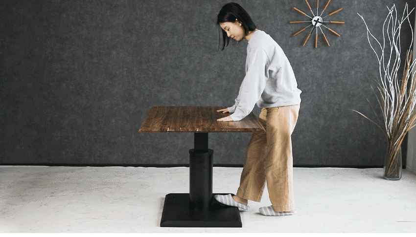 昇降式テーブル 120×80cm アカシア 無垢材 ダイニング ミドルテーブル 長方形