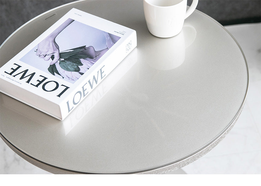 サイドテーブル ガラス シャンパンゴールド 円形 丸型 幅55㎝ (30162)