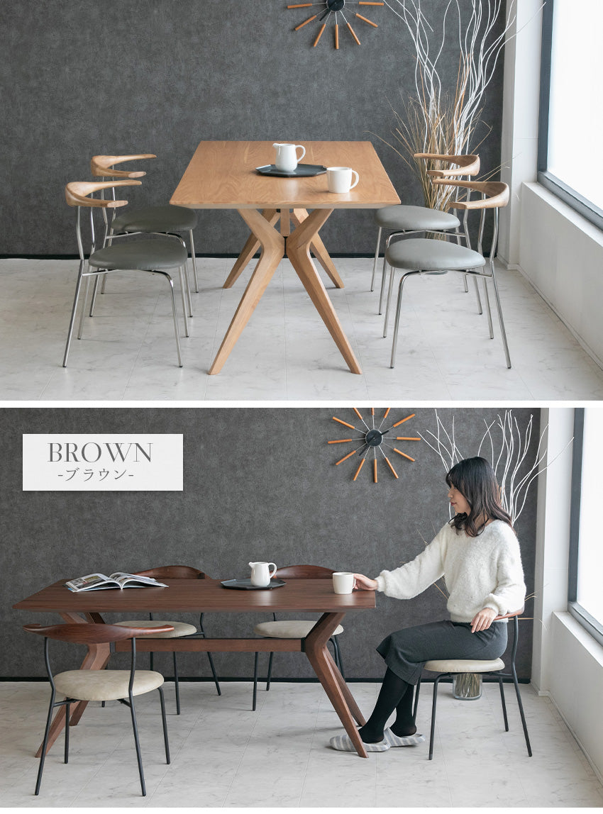 【2脚/4脚セット】  ダイニングチェア 木製 天然木 オーク ウォールナット ブラウン ナチュラル 無垢 アイアン ステンレス 椅子