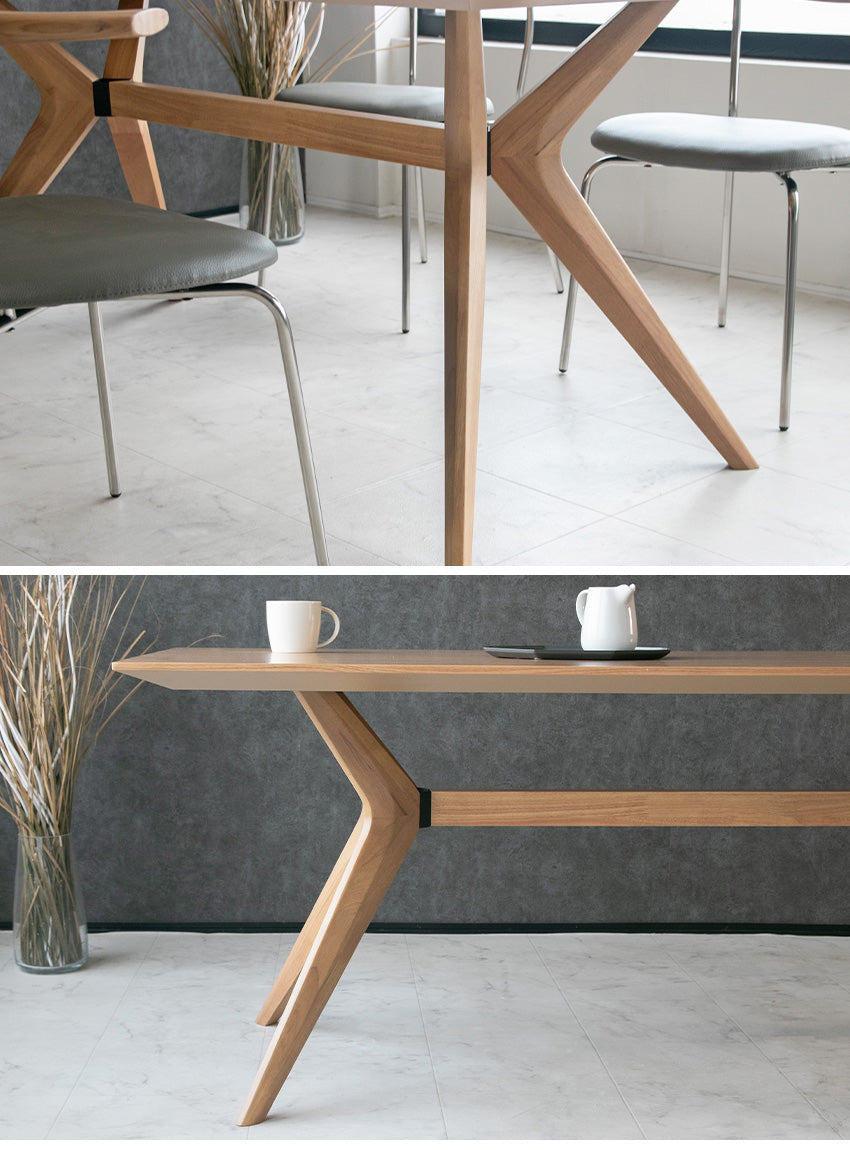 ダイニングテーブル 単品 4人掛け ウォールナット オーク ブラウン ナチュラル  無垢材 木製 [幅155cm]