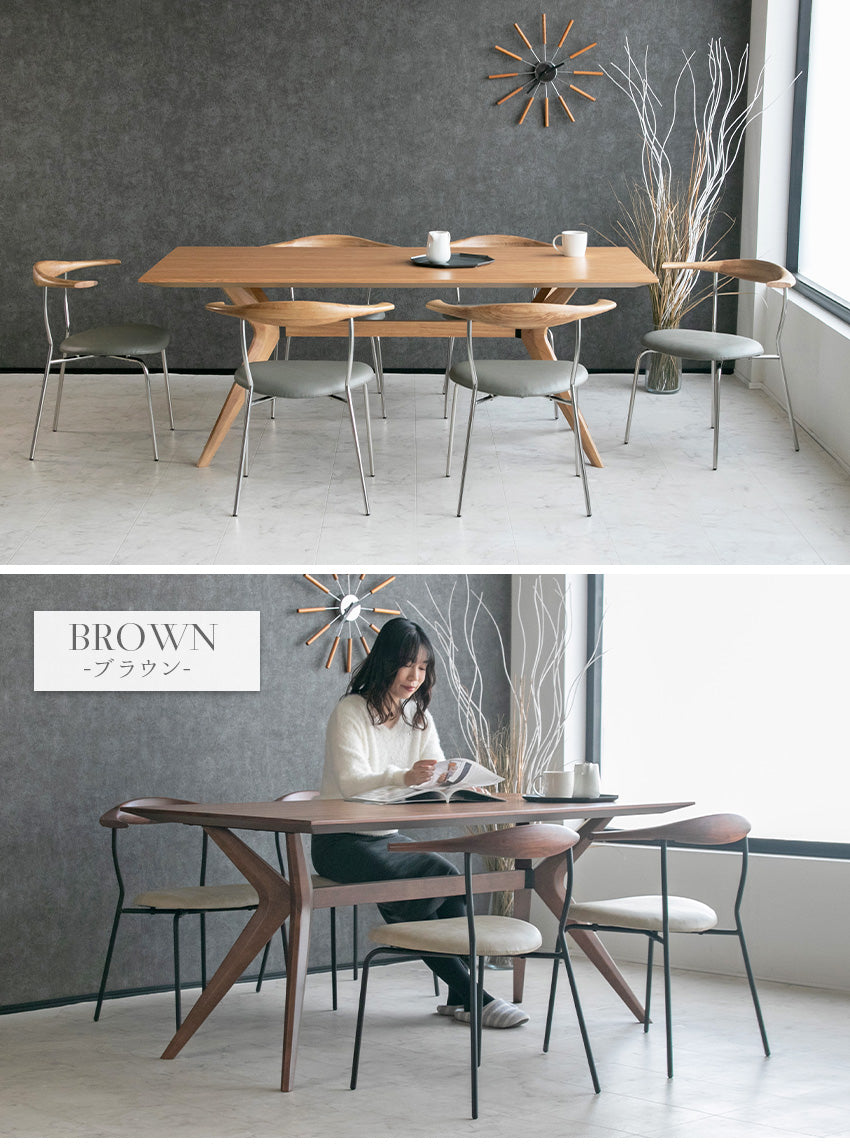 ダイニングテーブル 単品 4人掛け 6人掛け ウォールナット オーク ブラウン ナチュラル  無垢材 木製 [幅180cm]