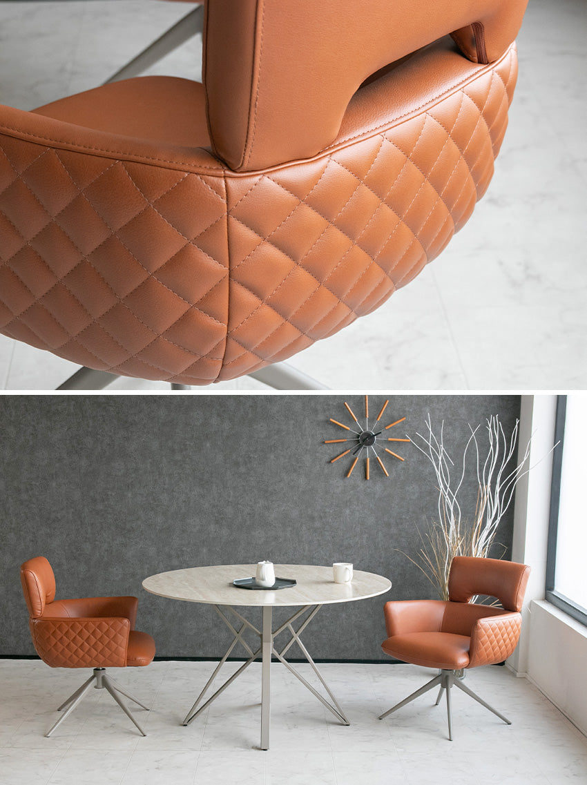 ダイニングセット 5点セット セラミック 石目柄 4人掛け 丸形 アイボリー キャメル 幅120cm