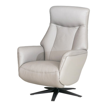 電動 リクライニングチェア 本革 パーソナルチェア 1人掛け 回転式 レザー ブラウングレー 幅77cm