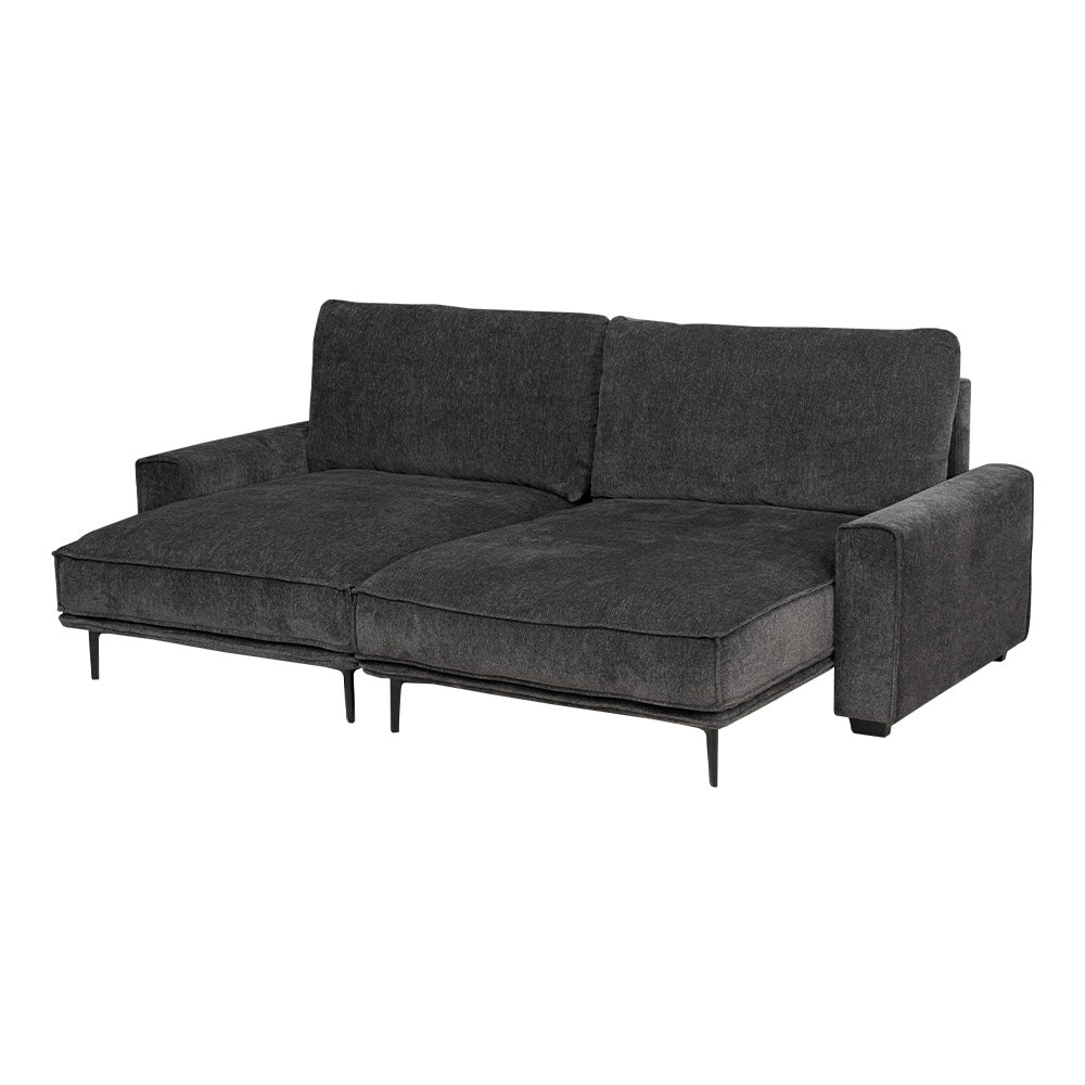 4/13まで出品: ダークグレー ファブリックソファ lushroom ディープソファ 3人掛け 4人掛け ファブリック グレー