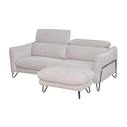 ソファ 2人掛け 3人掛け ファブリック カウチソファー スツール セット アイボリー グリーン リクライニング 幅200cm