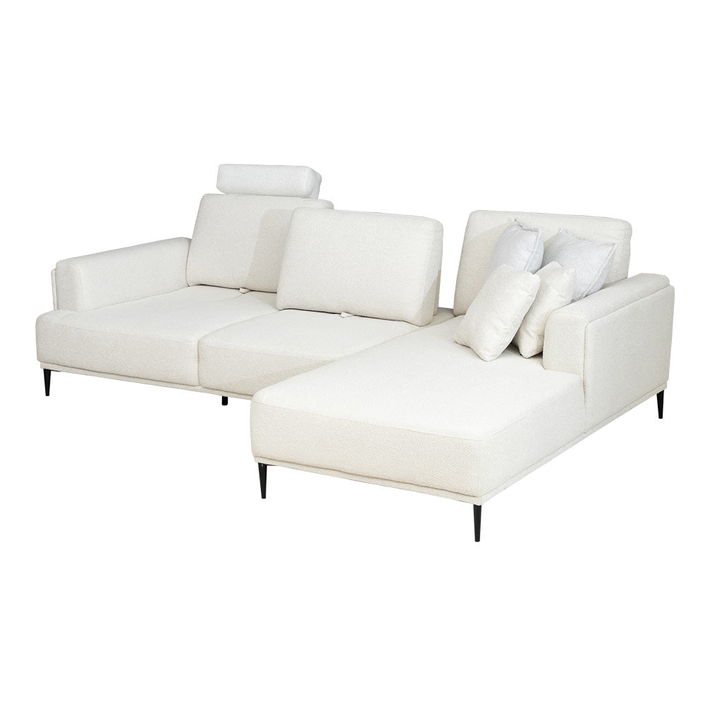 ソファ(ホワイト) lushroom カウチソファ 3人掛け 背もたれ可動式 ファブリック ソファー