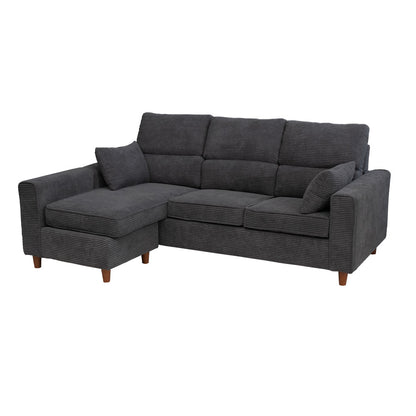 カウチソファ 3人掛け 4人掛け ファブリック スツール グレー カフェ ライトグレー クッション付き 幅194cm