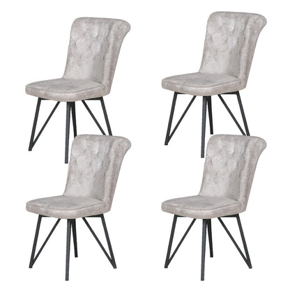 【同色2脚/4脚セット】  ダイニングチェア ファブリックレザー 回転 キャメル グレー ブラック ネイビー カーキ ベージュ 椅子