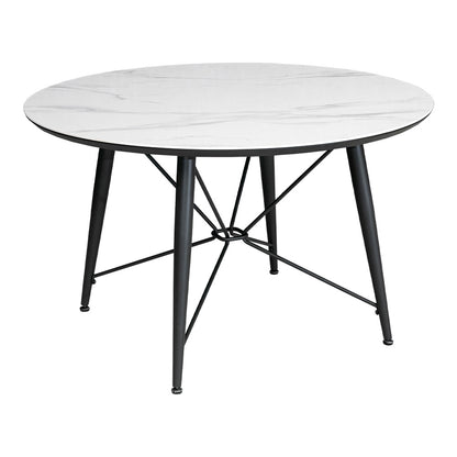 ダイニングテーブル セラミック 大理石柄 4人掛け ホワイト グレー ブラック 円形 幅120cm