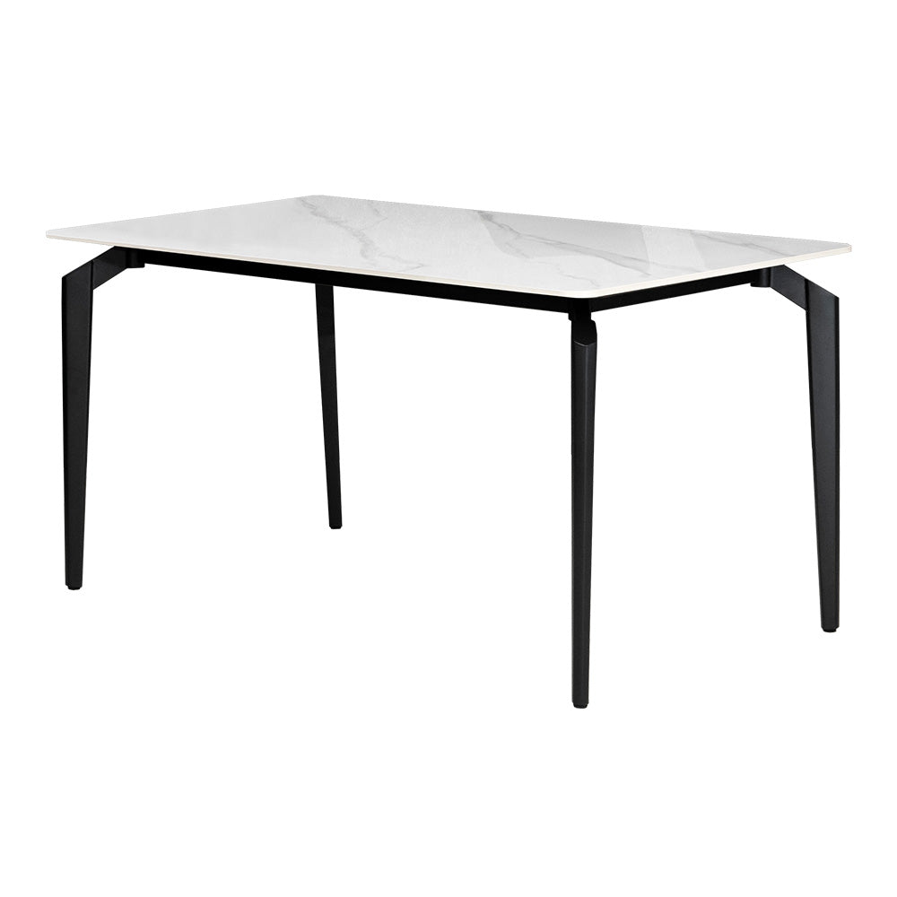 ダイニングテーブル 140×80cm 4人掛け セラミック スチール脚 ホワイト グレー