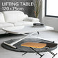 昇降式テーブル 120×75cm ブラウン ナチュラル ホワイト 鏡面 突板 ダイニング ローテーブル 長方形