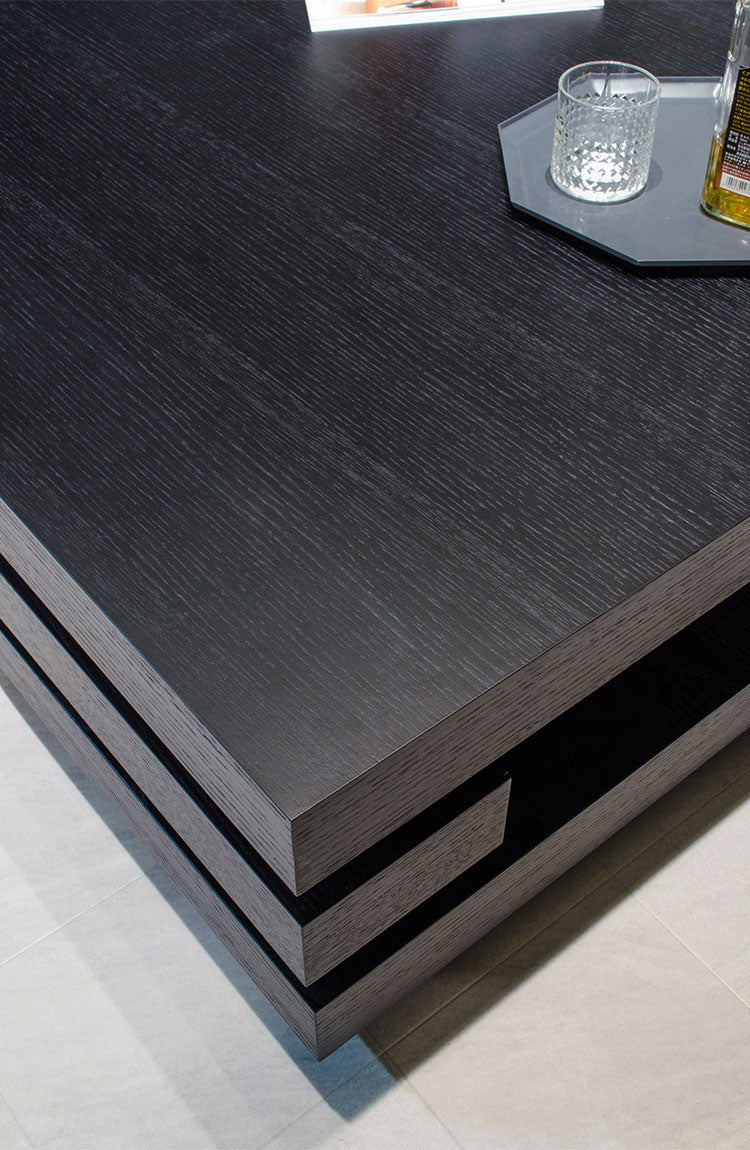 センターテーブル ウォールナット ブラックオーク 突板 ローテーブル 正方形 幅100㎝