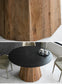 ダイニングテーブル セラミック リサイクルパイン材 4人掛け ブラック 円形 幅120cm