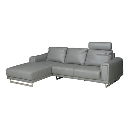 カウチソファ 本革 3人掛け ヘッドレスト付き レザー ブラック ホワイト アッシュ 幅245cm