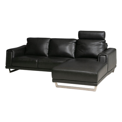 カウチソファ 本革 3人掛け ヘッドレスト付き レザー ブラック ホワイト アッシュ 幅245cm