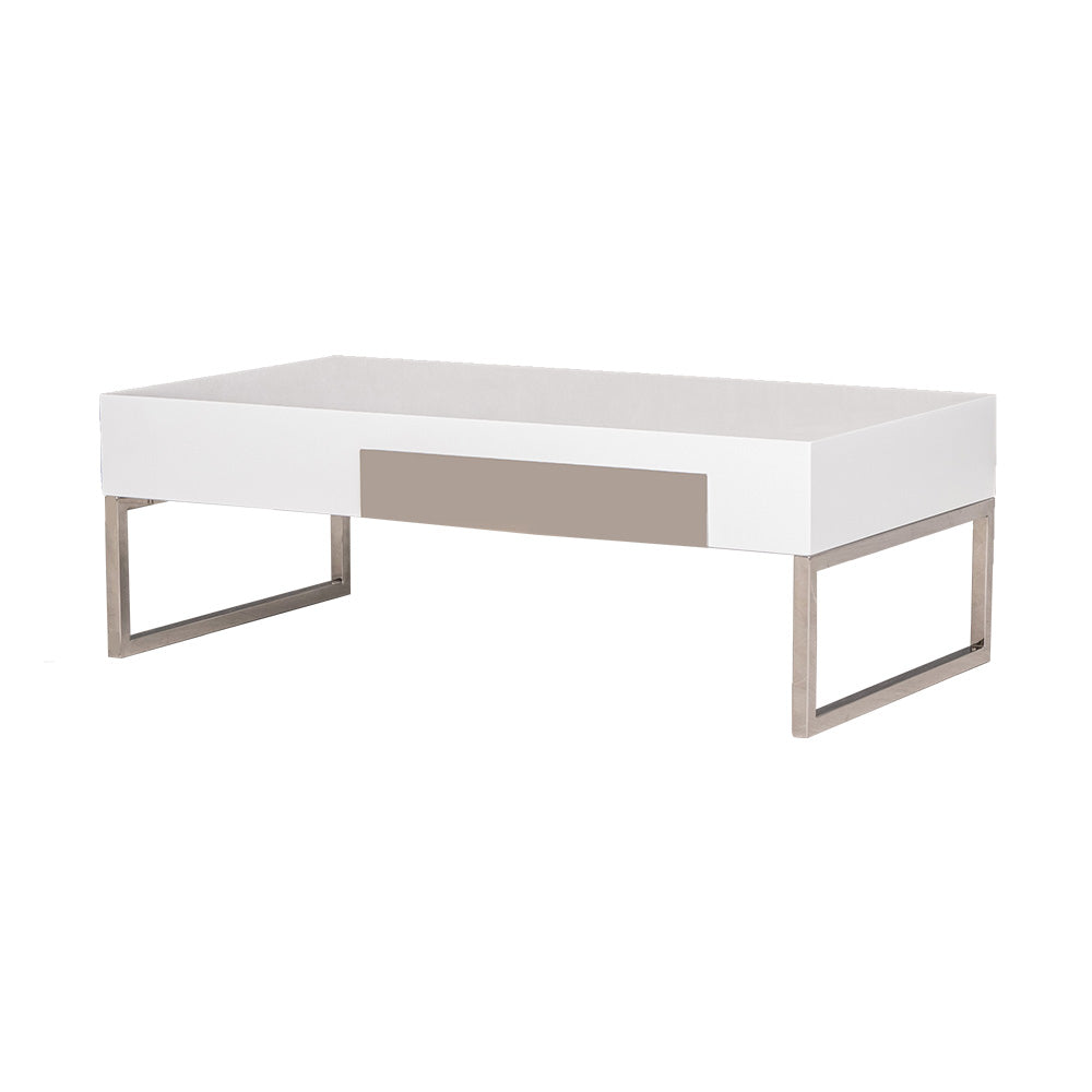 センターテーブル ホワイト 鏡面 長方形 ローテーブル リビングテーブル 幅105㎝