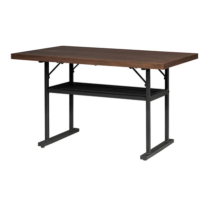 ダイニングテーブル 120×70cm ウォールナット 突板 棚付き ブラウン