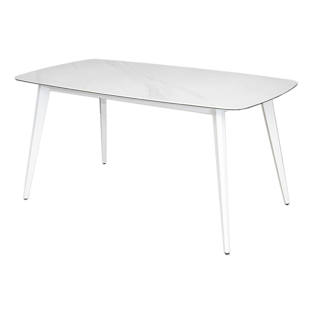 ダイニングテーブル 150×80cm 4人掛け セラミック 大理石柄 ホワイト
