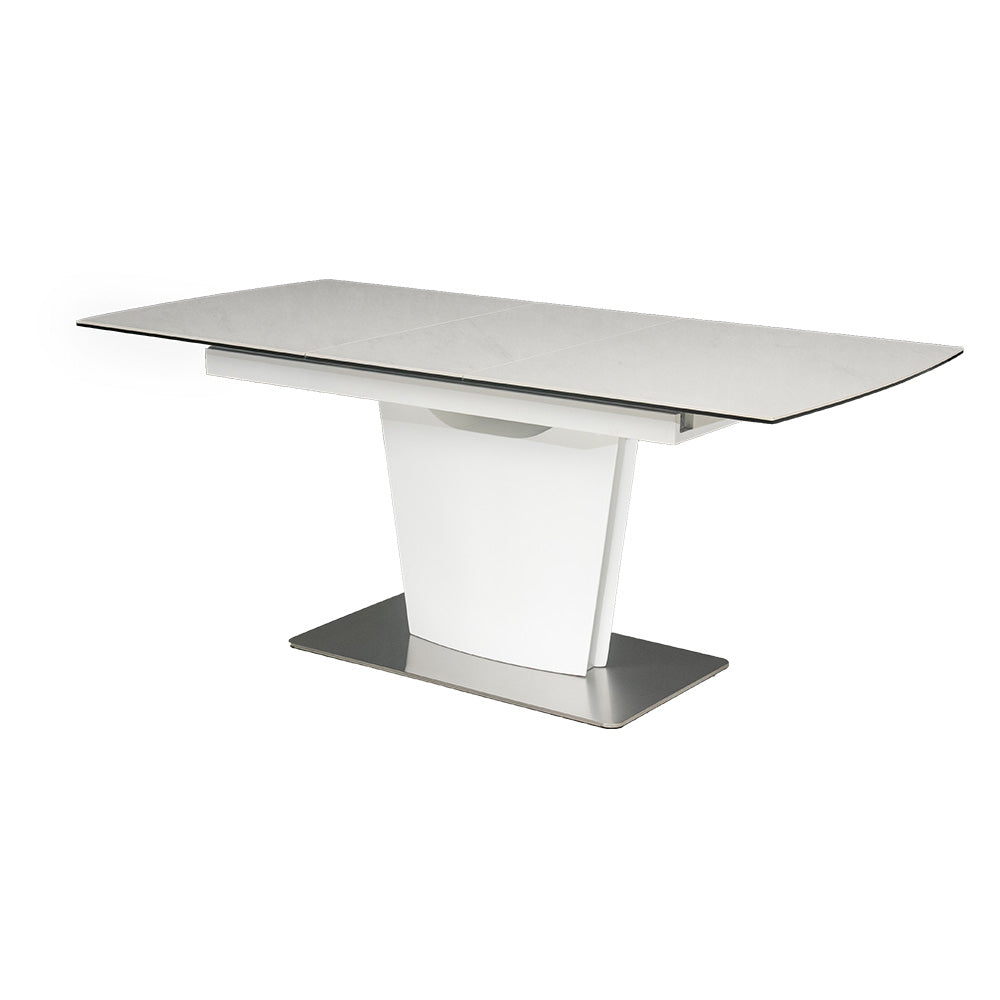 ダイニングテーブル 伸縮 伸長式 140～180×85cm セラミック 大理石柄 ホワイト