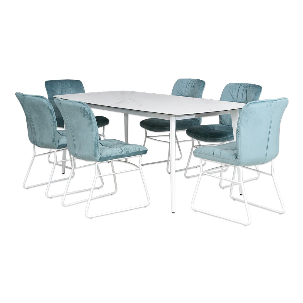 lushroom ダイニングセット 7点セット セラミック 大理石柄 6人掛け